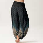 Buddha Stones Ethnic Peacock Floral Pattern Women's Elastic Waist Harem Pants - image 9