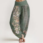 Buddha Stones Ethnic Floral Ethnic Totem Pattern Women's Elastic Waist Harem Pants - MediumSeaGreen - US22，UK/AU26，EU54 (6XL) - image 1