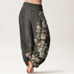 Buddha Stones Ethnic Floral Ethnic Totem Pattern Women's Elastic Waist Harem Pants - image 9