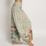 Buddha Stones Various Flowers Pattern Women's Elastic Waist Harem Pants - image 7