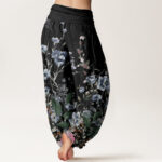 Buddha Stones Cornflower Cosmo Rose Pattern Women's Elastic Waist Harem Pants - image 2