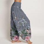 Buddha Stones Cornflower Cosmo Rose Pattern Women's Elastic Waist Harem Pants - image 7