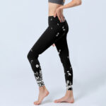 Buddha Stones Black Scattered Petals Print Gym Leggings Women's Yoga Pants - image 3