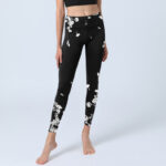 Buddha Stones Black Scattered Petals Print Gym Leggings Women's Yoga Pants - image 6