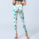 Buddha Stones Blue Watercolor Peony Flowers Lines Pattern Print Gym Leggings Women's Yoga Pants - image 7