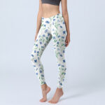 Buddha Stones White Flowers Leaf Pattern Print Gym Leggings Women's Yoga Pants - AliceBlue - US18，UK/AU22，EU50 (4XL) - image 1