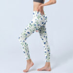 Buddha Stones White Flowers Leaf Pattern Print Gym Leggings Women's Yoga Pants - image 3