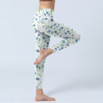 Buddha Stones White Flowers Leaf Pattern Print Gym Leggings Women's Yoga Pants - image 4