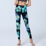 Buddha Stones Green Blue Floral Print Exercise Leggings Women's Yoga Pants - image 7