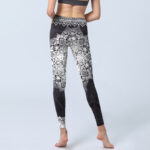 Buddha Stones Black Mandala Flowers Print Exercise Leggings Women's Yoga Pants - image 7
