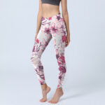 Buddha Stones Pink Rose Red Flowers Print Exercise Leggings Women's Yoga Pants - Beige - US18，UK/AU22，EU50 (4XL) - image 1