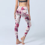 Buddha Stones Pink Rose Red Flowers Print Exercise Leggings Women's Yoga Pants - image 5
