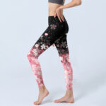 Buddha Stones Pink Cherry Blossoms Print Exercise Leggings Women's Yoga Pants - image 3