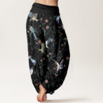 Buddha Stones Casual Bird Flowers Leaf Pattern Women's Elastic Waist Harem Pants - image 3