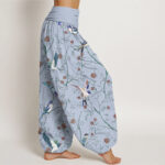 Buddha Stones Casual Bird Flowers Leaf Pattern Women's Elastic Waist Harem Pants - image 6
