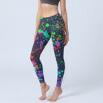 Buddha Stones Black Splash Ink Print Exercise Leggings Women's Yoga Pants - Black - US18，UK/AU22，EU50 (4XL) - image 1