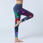 Buddha Stones Black Splash Ink Print Exercise Leggings Women's Yoga Pants - image 5