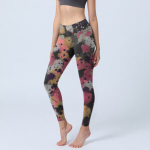 Buddha Stones Splatter Print Exercise Leggings Women's Yoga Pants - Black - US18，UK/AU22，EU50 (4XL) - image 1