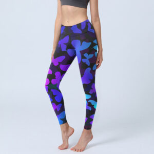 Buddha Stones Gradient Butterfly Print Exercise Leggings Women's Yoga Pants - Black - US18，UK/AU22，EU50 (4XL) - image 1