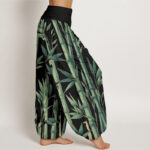 Buddha Stones Casual Bamboo Leaves Pattern Women's Elastic Waist Harem Pants - image 9