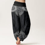 Buddha Stones Circular Mandala Design Women's Elastic Waist Harem Pants - image 2