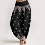Buddha Stones Bohemian Geometric Floral Design Women's Elastic Waist Harem Pants - Black - US22，UK/AU26，EU54 (6XL) - image 1
