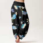 Buddha Stones Casual Butterfly And Flower Pattern Women's Elastic Waist Harem Pants - image 3