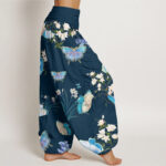 Buddha Stones Casual Butterfly And Flower Pattern Women's Elastic Waist Harem Pants - image 9