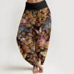 Buddha Stones Casual Vivid Butterfly Dead Leaves Pattern Women's Elastic Waist Harem Pants - Black - US22，UK/AU26，EU54 (6XL) - image 8