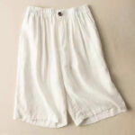 Buddha Stones Summer Casual Plain Zipper Button Cotton Linen Women's Shorts With Pockets - White - US12，UK/AU16，EU44 (3XL) - image 9