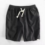 Buddha Stones Drawstring Elastic Waist Cotton Linen Men's Shorts With Pockets - Black - US/UK/AU40，EU50 (3XL) - image 4