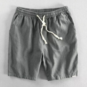 Buddha Stones Drawstring Elastic Waist Cotton Linen Men's Shorts With Pockets - DarkGray - US/UK/AU40，EU50 (3XL) - image 1