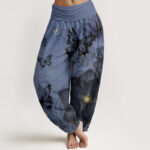 Buddha Stones Butterfly Flowers Pattern Women's Elastic Waist Harem Pants - CornflowerBlue - US22，UK/AU26，EU54 (6XL) - image 8