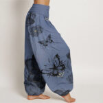 Buddha Stones Butterfly Flowers Pattern Women's Elastic Waist Harem Pants - image 10