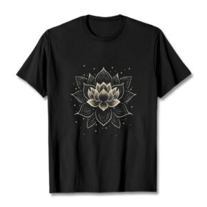 Buddha Stones Golden Lotus Flower Design Tee T-shirt