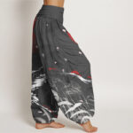 Buddha Stones Casual Red-crowned Reed Sun Crane Pattern Women's Elastic Waist Harem Pants - image 7