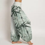 Buddha Stones Casual Bamboo Leaves Dragonfly Pattern Women's Elastic Waist Harem Pants - image 3