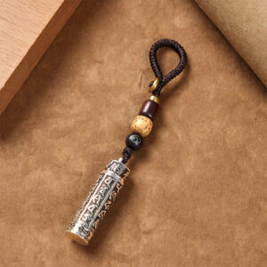 Buddha Stones Tibetan Om Mani Padme Hum Shurangama Mantra Vajra Pattern Copper Purity Key Chain