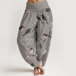 Buddha Stones Casual Bird Branches Pattern Women's Elastic Waist Harem Pants - DimGray - US22，UK/AU26，EU54 (6XL) - image 5