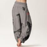 Buddha Stones Casual Koi Fish Pattern Women's Elastic Waist Harem Pants - image 6