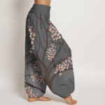Buddha Stones Casual Plum Blossom Branch Pattern Women's Elastic Waist Harem Pants - image 10