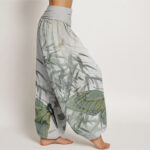 Buddha Stones Butterfly Bamboo Flower Pattern Women's Elastic Waist Harem Pants - image 3