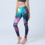 Buddha Stones Gradient Lotus Water Bubbles Pattern Print Gym Leggings Women's Yoga Pants - DarkTurquoise - US18，UK/AU22，EU50 (4XL) - image 1