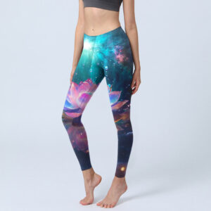 Buddha Stones Gradient Lotus Water Bubbles Pattern Print Gym Leggings Women's Yoga Pants - DarkTurquoise - US18，UK/AU22，EU50 (4XL) - image 1