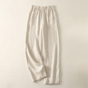 Buddha Stones Daily Plain Simple Design Cotton Linen Women's Pants With Pockets