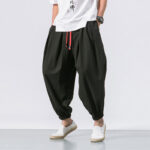 Buddha Stones Casual Sports Men's Solid Color Cotton Drawstring Pants With Pockets - Black - US/UK/AU46，EU56 (5XL) - image 1