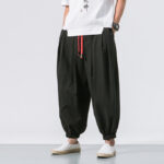 Buddha Stones Casual Sports Men's Solid Color Cotton Drawstring Pants With Pockets - image 5