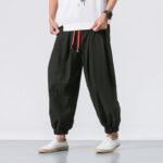 Buddha Stones Casual Sports Men's Solid Color Cotton Drawstring Pants With Pockets - image 3
