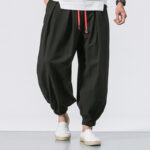 Buddha Stones Casual Sports Men's Solid Color Cotton Drawstring Pants With Pockets - image 8