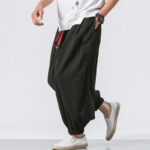 Buddha Stones Casual Sports Men's Solid Color Cotton Drawstring Pants With Pockets - image 4